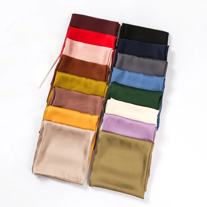 Satin Scarf Women 70cm Solid C - огляд і ціна Ascot Neck Scarf