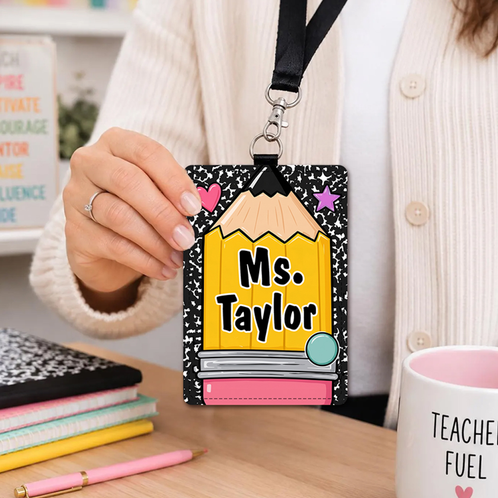 Custom Text Teacher ID Badge H - огляд і ціна Lanyard Badge Holder